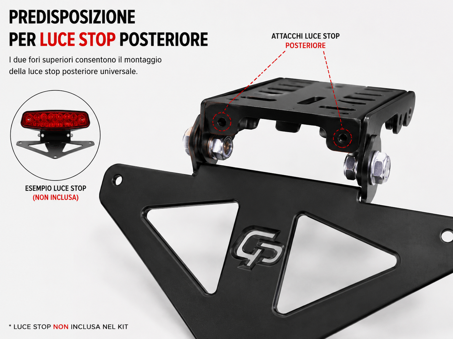 Porta Targa Universale Pieghevole Moto 125cc+ | Acciaio Inox Regolabile